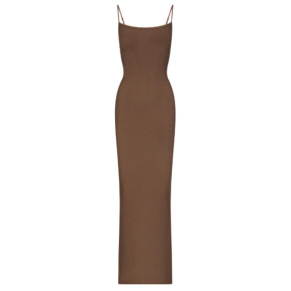 SKIMS Dresses & Skirts - NWT Sold Out Skims Soft Lounge Long Slip Dress Shade Oxide Brown Size Small